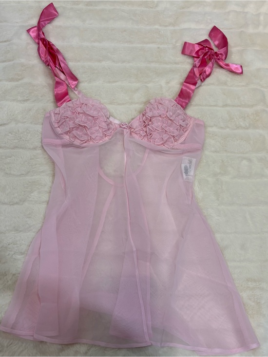 Frederick's of Hollywood Other - Frederick's of Hollywood Sheer Light Pink Ruffled Babydoll Chemise